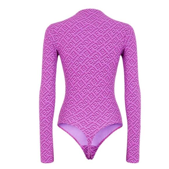 FENDI x SKIMS Mock Neck Long Sleeve Bodysuit - Picture 3 of 11